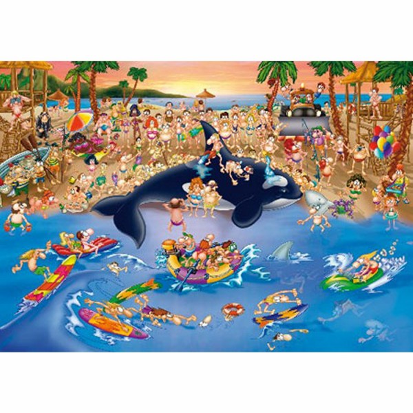 Puzzle 1000 pièces - Cartoon Collection : Embouteillage à la plage - Dtoys-61218CC06