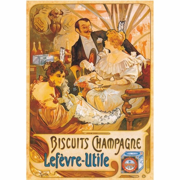 Puzzle 1000 pièces - Vintage Posters : Biscuits Champagne Lefevre-Utile - DToys-67555VP05