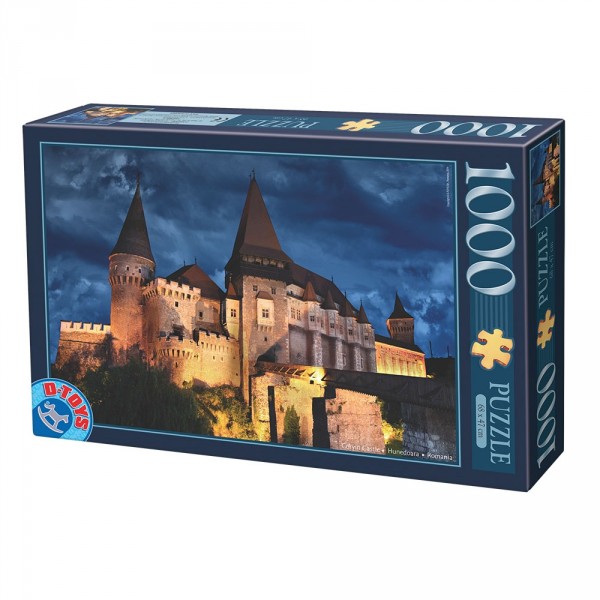 Puzzle 1000 pièces : Château des Corvin : Hunedoara : Roumanie : vue de nuit - Dtoys-63038MN13