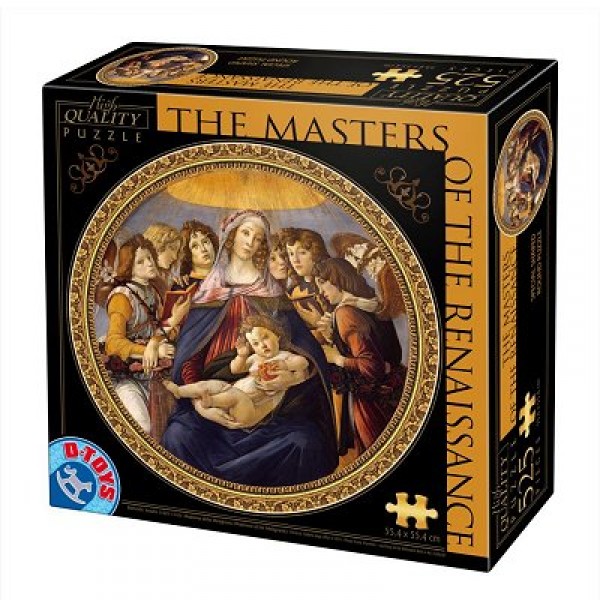 Puzzle 525 pièces rond - Les maîtres de la Renaissance - Botticelli : Madonna della Melagra - DToys-66985TM01