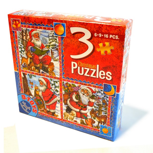 Puzzle de 6 à 16 pièces : 3 puzzles : Le Père Noël et les animaux des bois - Dtoys-67630CH01