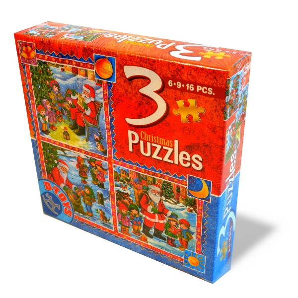 Puzzle de 6 à 16 pièces : 3 puzzles : Le Père Noël et les enfants - Dtoys-67630CH02