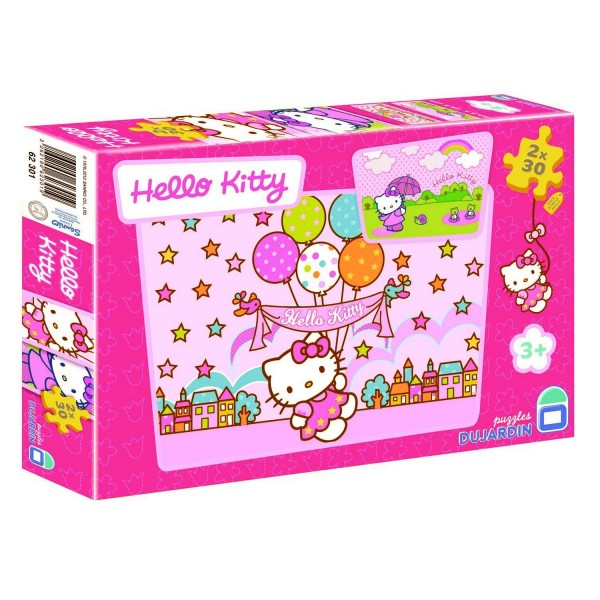 Puzzle 2 x 30 pièces - Hello Kitty : Les ballons - Dujardin-62301-5