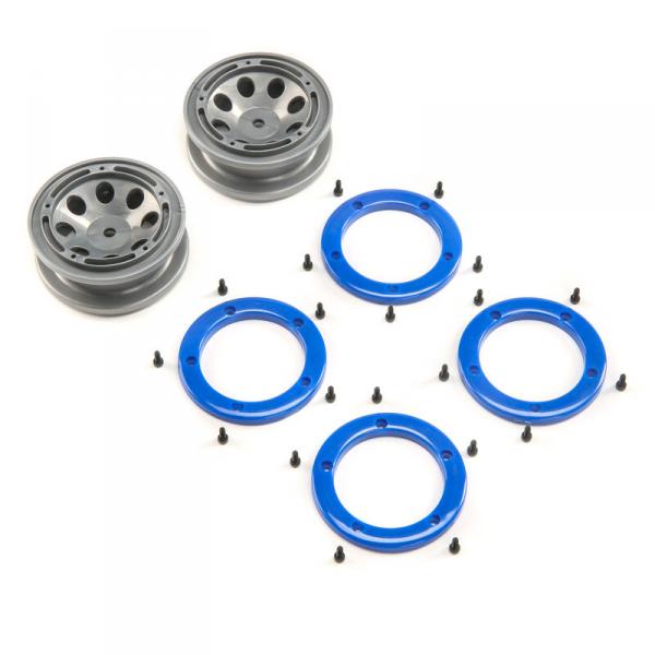FR/RR Wheel with Beadlock, Gray/Blue: Temper G2 ECX - Electrix RC - ECX41012