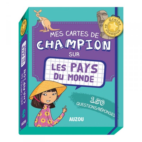 Jeu de cartes éducatif : Cartes Champion Pays du Monde - Auzou-AU2897