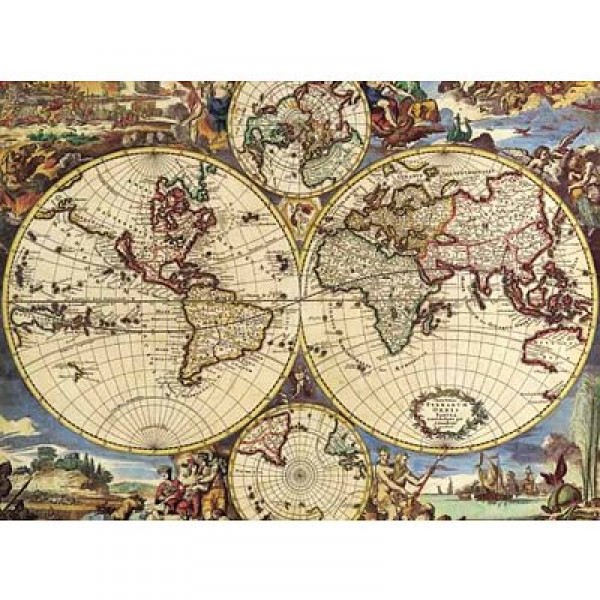 Puzzle 1500 pièces - Anomimo :  Carte du monde  - Ricordi-16173