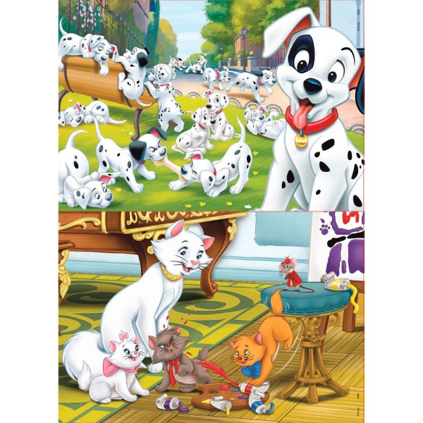 Puzzle en bois 2 x 25 pièces : Animaux Disney : Dalmatiens et Aristochats - Educa-18082