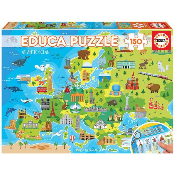 Puzzle 150 pièces : Carte d'Europe - Educa-18607
