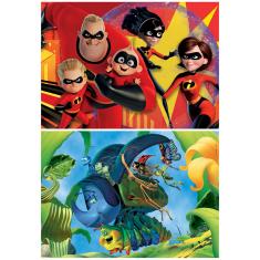 2 x 48 pieces puzzle: The incredibles / 1001 legs, Pixar