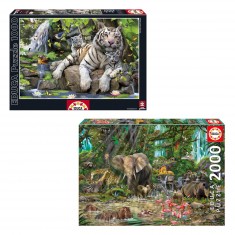 Pack puzzles jungle : 2 puzzles de 1000 et 2000 pièces