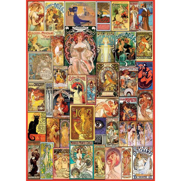 Puzzle 1000 pièces : Collage Art Nouveau - Educa-19258