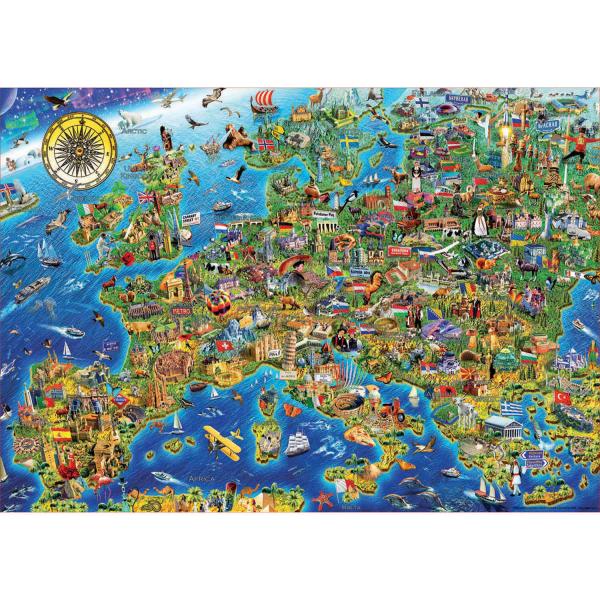 Puzzle 500 pièces : La folle Carte d'Europe - Educa-17962