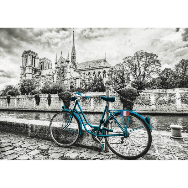 Puzzle 500 pièces : Coloured Black & White : Bicyclette près de Notre-Dame - Educa-18482