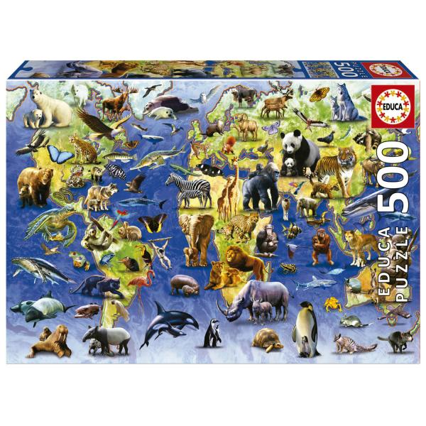 Puzzle 500 pièces : Espèces En Danger D'Extinction  - Educa-19908