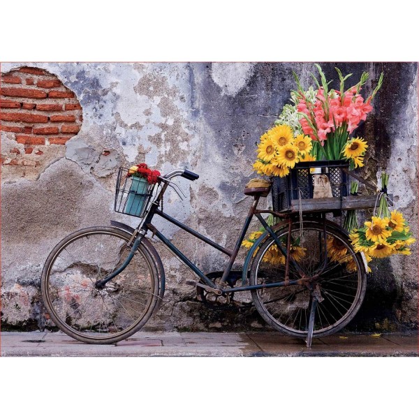 Puzzle 500 pièces : Bicyclette avec des fleurs - Educa-17988