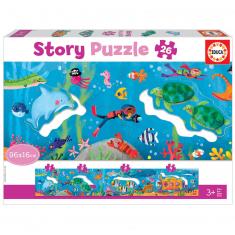 Panoramic puzzle 26 pieces: Story Puzzle: Underwater world