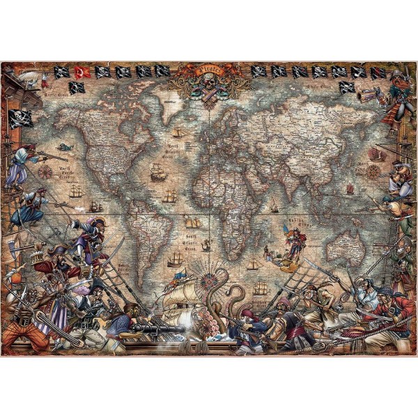 Puzzle 2000 pièces : Carte des pirates - Educa-18008