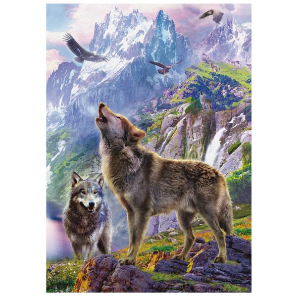 Puzzle 500 Teile: Wolves On The Rocks - Educa-19548