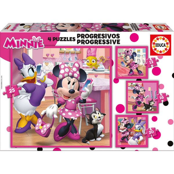 12 to 25 pieces progressive puzzles: Minnie and her friends - Educa-17630