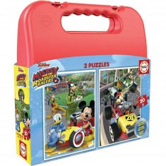 Mallette 2 puzzles x 20 pièces : Mickey top départ