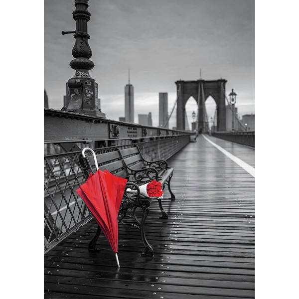 Puzzle 1000 pièces : Parapluie rouge, pont de Brooklyn - Educa-17691