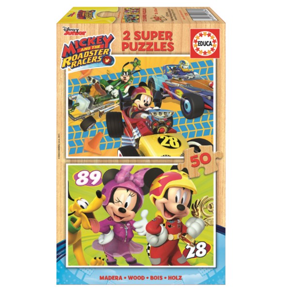 Puzzle en bois 2 x 50 pièces : Mickey et ses amis : Top départ - Educa-17236