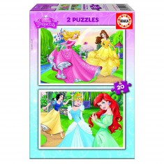 2 x 20 Teile Puzzles: Disney-Prinzessinnen