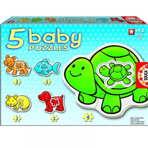 Baby puzzle - 5 puzzles - Les animaux de compagnie - Educa-14864