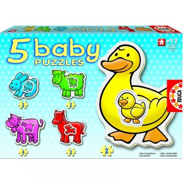 Baby puzzle - 5 puzzles - Les animaux de la ferme - Educa-14865