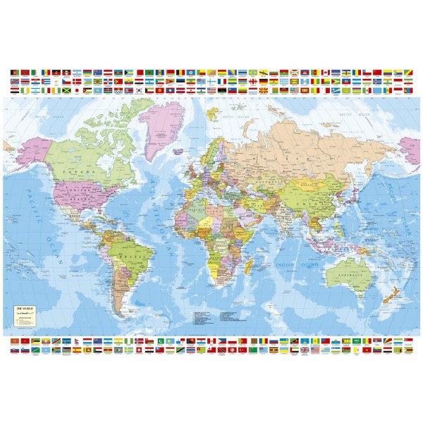 Puzzle 1500 pièces : Carte du monde - Educa-16301