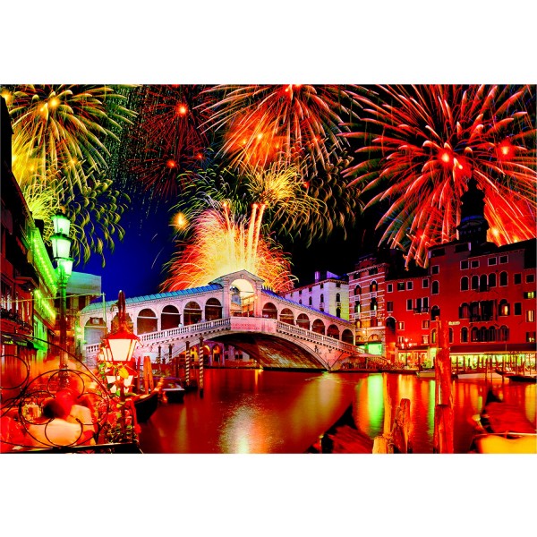 Puzzle 1500 pièces : Fête sur le pont du Rialto, Venise - Educa-15531