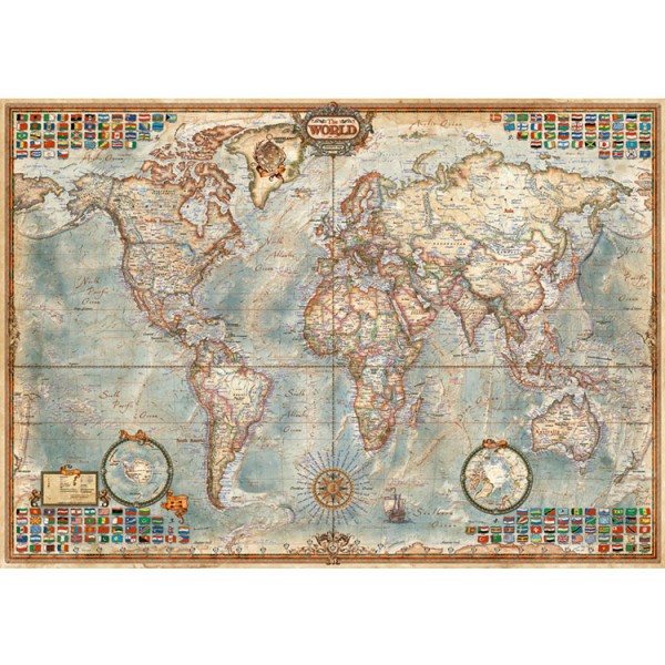 Puzzle 1500 pièces : Le monde, carte politique - Educa-16005