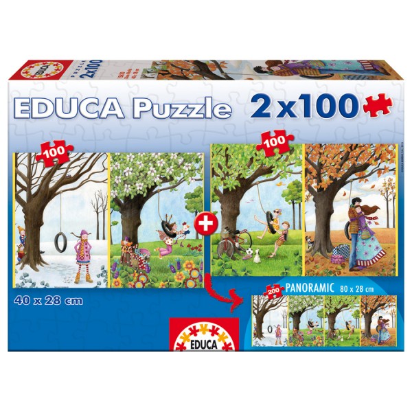 Puzzle 2 x 100 pièces : Les quatre saisons - Educa-15911