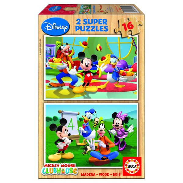 Puzzle 2 x 16 pièces - Mickey et ses amis font des activités - Educa-14181