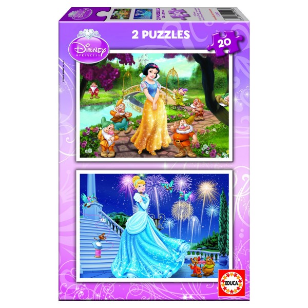 Puzzle 2 x 20 pièces : Princesses Disney : Blanche-Neige et Cendrillon - Educa-15593