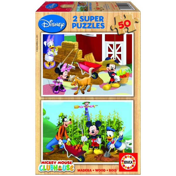 Puzzle 2 x 50 pièces - Puzzle en bois : La maison de Mickey - Educa-15285