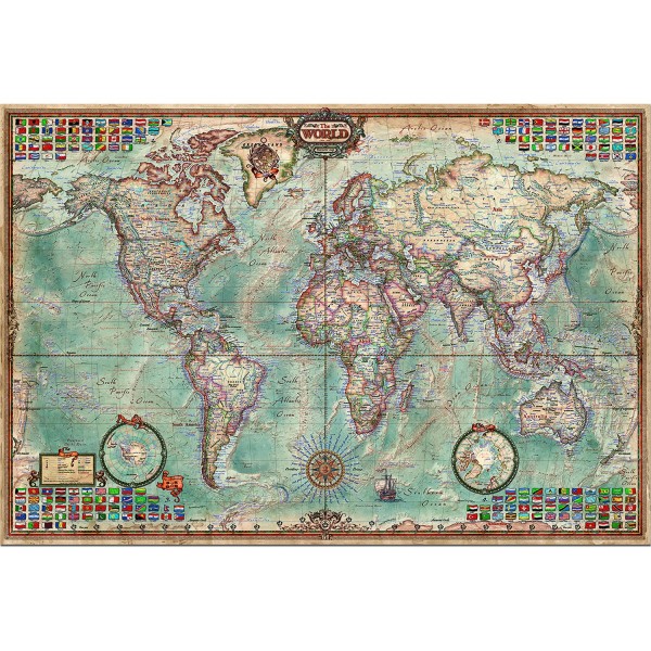 Puzzle 4000 pièces - Mappemonde - Anglais - Educa-14827