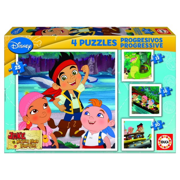 Puzzle de 12 à 25 pièces : 4 puzzles : Jake et les pirates du Pays Imaginaire - Educa-15598