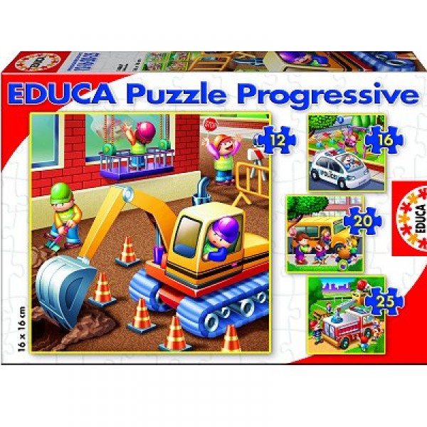 Puzzle de 12 à 25 pièces : 4 puzzles : Les véhicules - Educa-14868