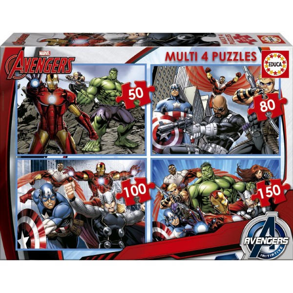 Puzzle de 50 à 150 pièces : 4 puzzles : Avengers - Educa-16331