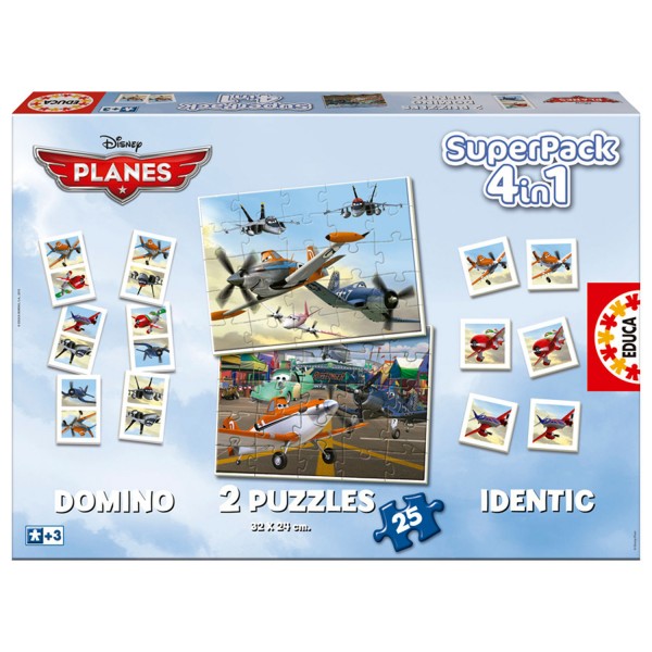 Superpack 4 en 1 Planes : Mémory, puzzles et Domino - Educa-15780