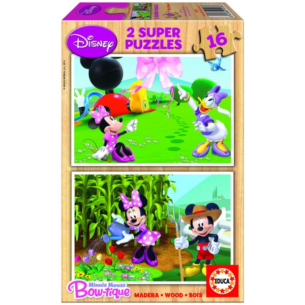 Puzzle 2 x 16 pièces - Puzzle en bois : Mickey et ses amis : Minnie - Educa-15278