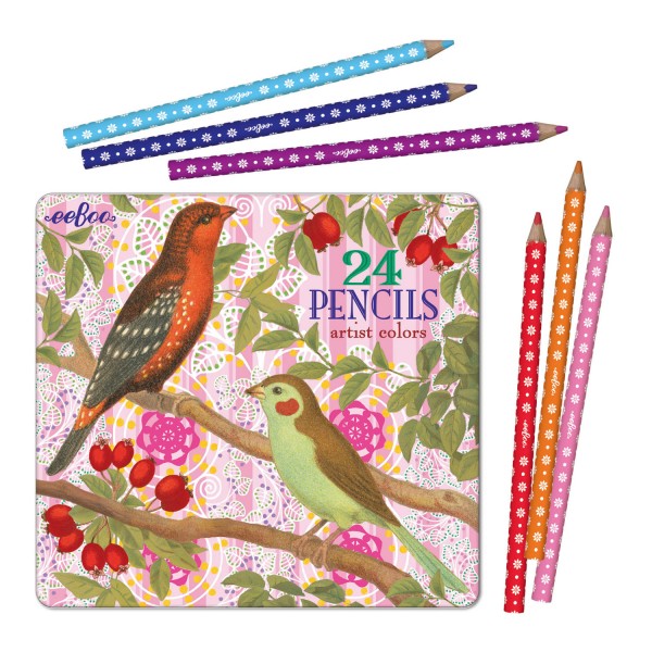 Crayons de couleur : Oiseaux et Baies - Eeboo-9641586