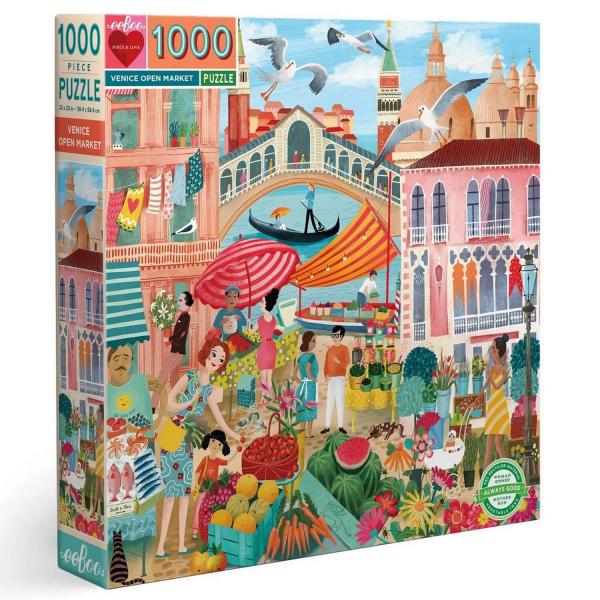 Quadratisches 1000-teiliges Puzzle: Freier Markt in Venedig - Eeboo-PZTVCE