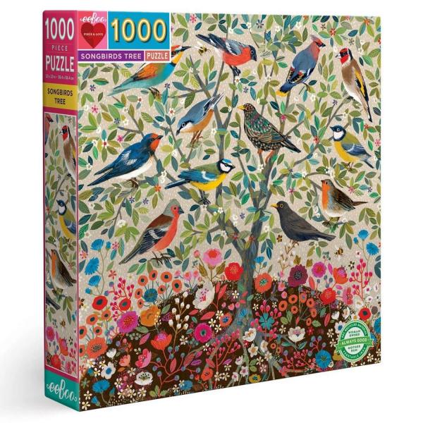 Puzzle Carré 1000 Pièces : Arbre des oiseaux chanteurs - Eeboo-PZTSBD
