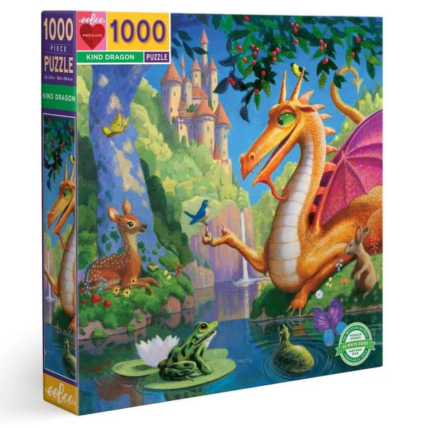 Puzzle Carré 1000 Pièces : Gentil dragon - Eeboo-PZTKND