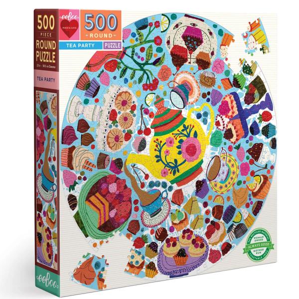 Puzzle rond 500 pièces : Tea Party - Eeboo-PZFTEA