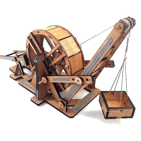 Wooden scale : Treadwheel crane - Esprit-GrandeGrueRoueAtambour
