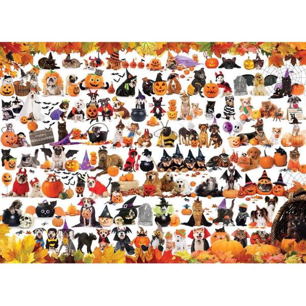 Puzzle 1000 pièces : Halloween des chiots et des chatons - EuroG-6000-5416