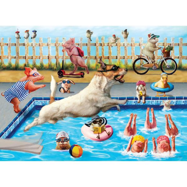 Puzzle 500 pièces : Journée folle à la piscine par Lucia Heffer - EuroG-6500-5878